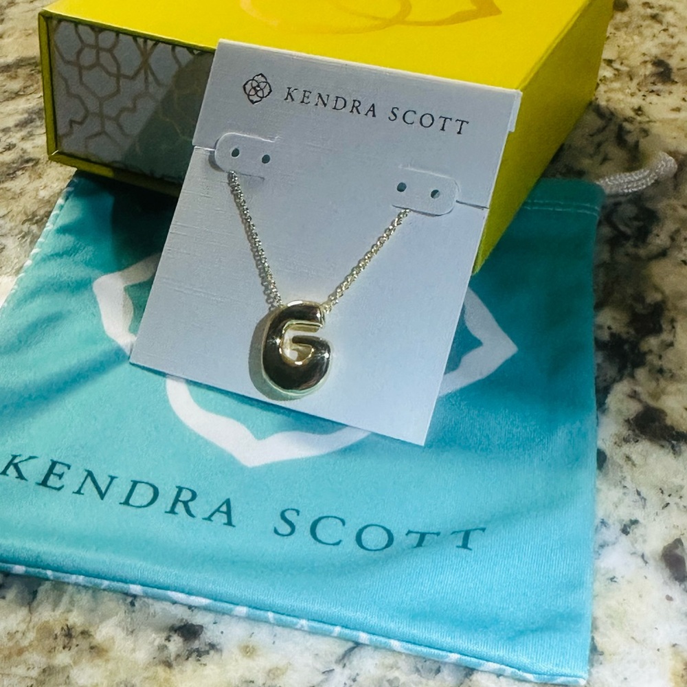 Kendra Scott Gold G Initial Necklace on Gold Chain